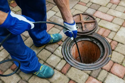 Plumber cleaning an outdoor sewer drain in Altamonte Springs